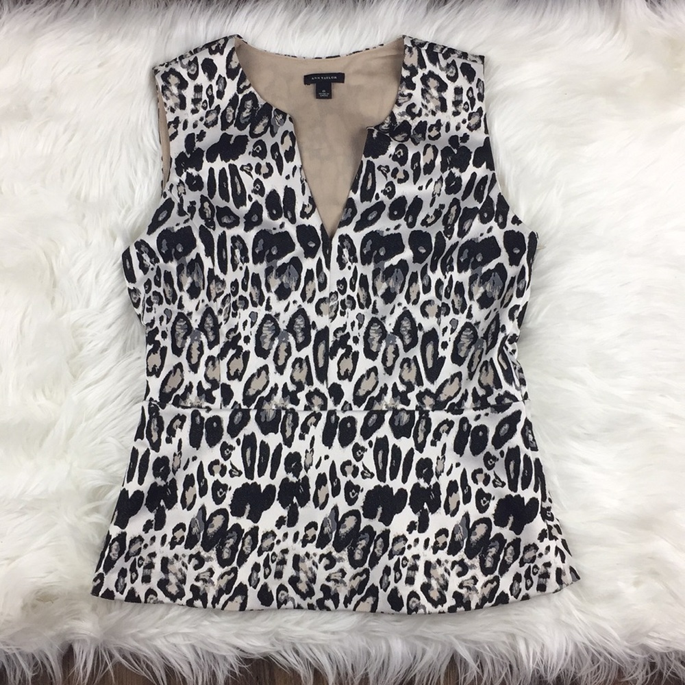 Ann Taylor Leopard Print V Neck Top
